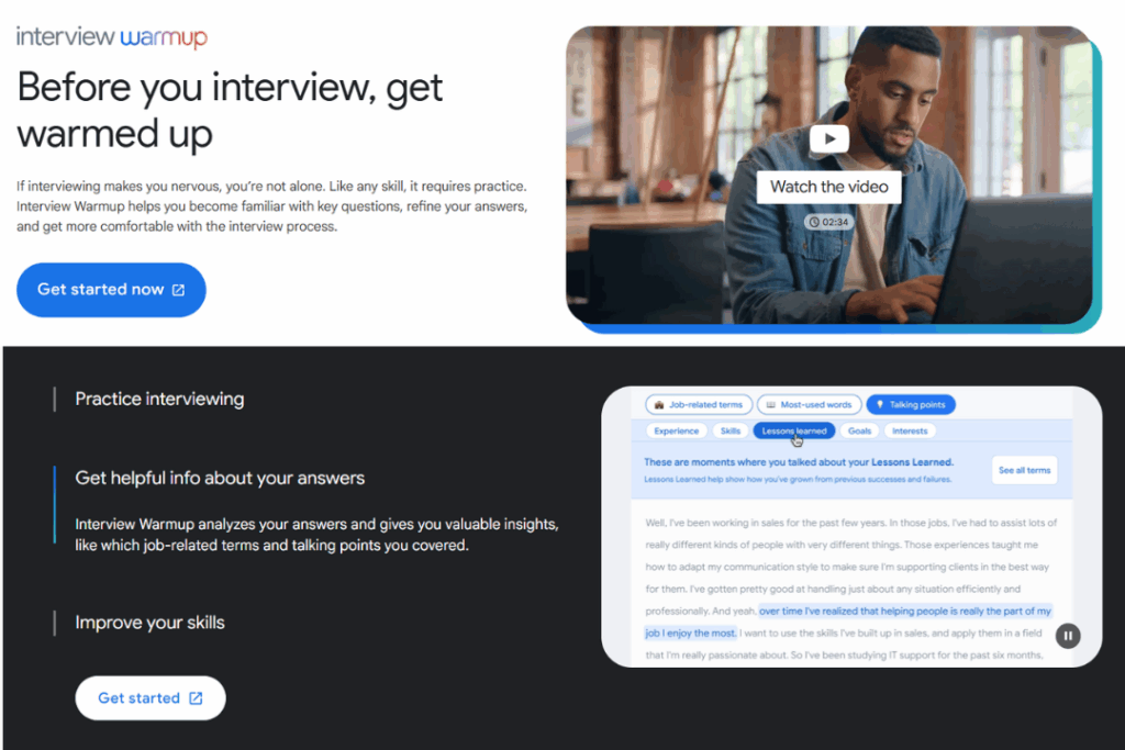 interview-warmup website